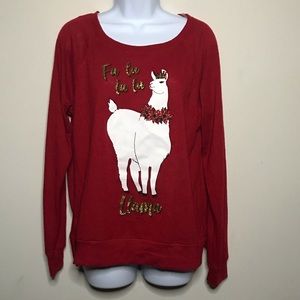 Francesca's Holiday Shirt Red Glitter Size Medium